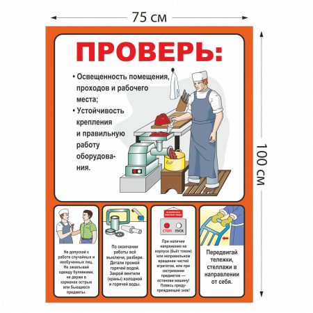 Стенд Охрана труда на пищеблоке Проверь 2401 100×75 см